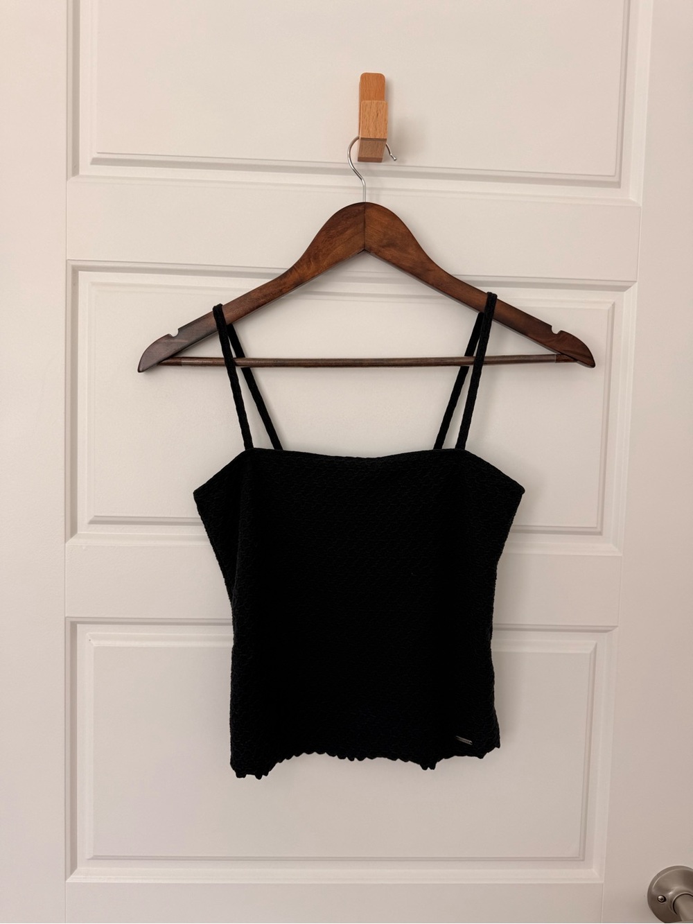 Hollister Black Smocked Cropped Cami Tank Top - Size Small